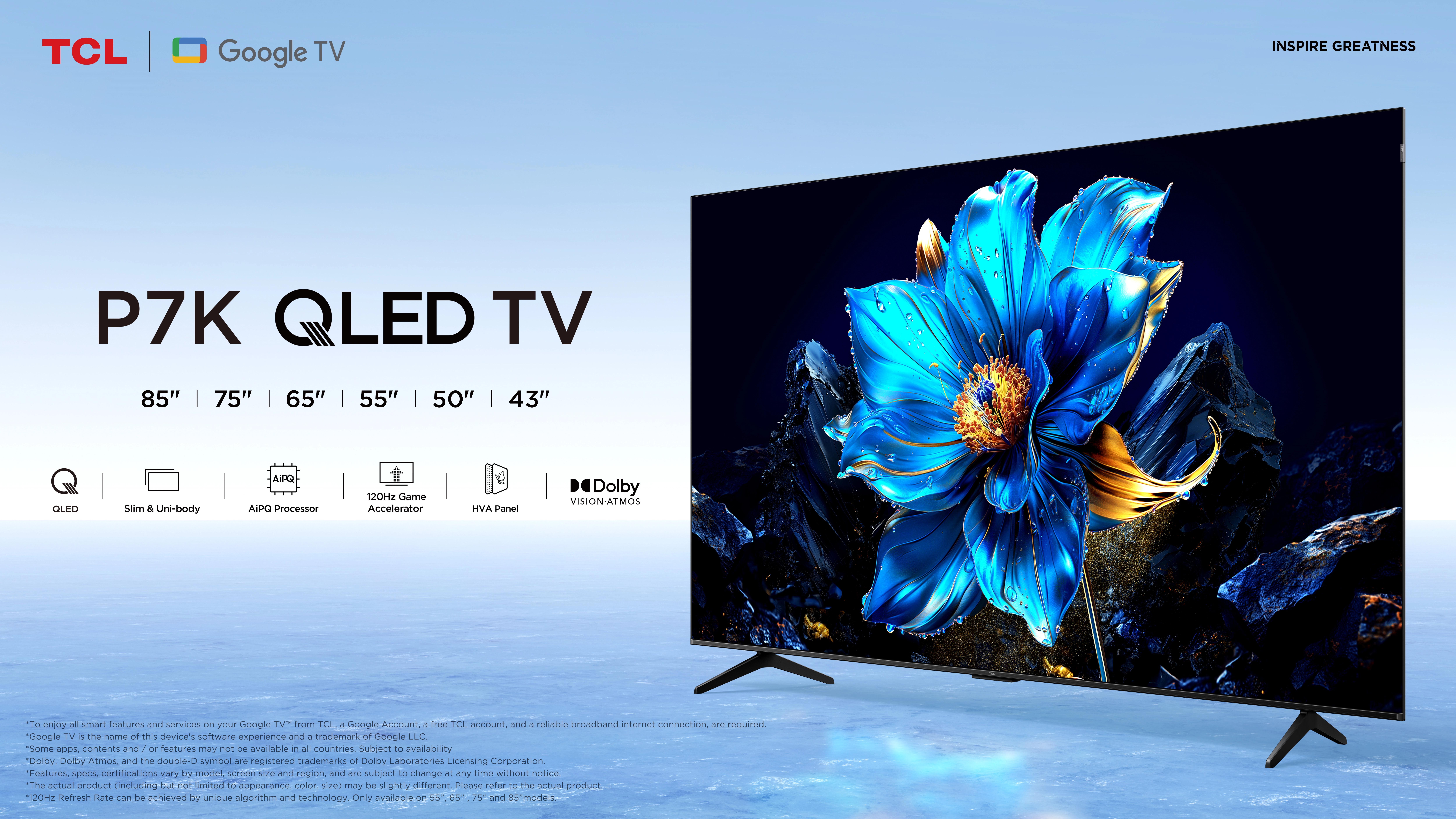 TCL 43P7K QLED 60Hz Google Smart TV